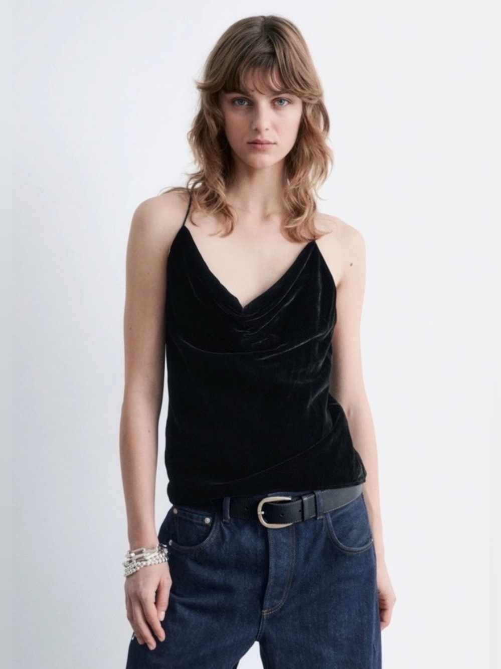 H&M Strappy Black Velvet Top